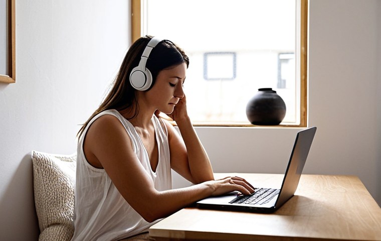 Integrating Sound Healing into a Hectic Routine**
    A modern individual, in their 30s or 40s, sits in a calm, uncluttered corner of a Scandinavian-style home or a quiet, minimalist office space. They are wearing over-ear headphones, eyes gently closed, a serene expression on their face. Soft, natural light streams in from a window, highlighting a sense of peace amidst implied daily responsibilities (e.g., a laptop subtly present but closed). The overall atmosphere is one of focused tranquility, a brief but powerful moment of self-care and mental recalibration in a busy schedule. Emphasize quiet clarity and a gentle, restorative aura.

2.  **Prompt for