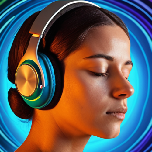 2

**Image 2 Prompt:**
A close-up, contemplative shot of a person, gender-neutral, wearing sleek over-ear headphones, engaged in an activity that suggests focus or deep relaxation (e.g., working on a laptop, meditating, or resting). Abstract visual effects subtly illustrate the concept of binaural beats: two distinct, colored light streams (e.g., a warm orange and a cool blue) converge and merge into a third, pulsating, vibrant light (e.g., a calming green or deep violet) at the center of the head, symbolizing the brain creating a "phantom frequency" that guides brainwave entrainment. The overall mood should be one of enhanced concentration, productivity, or profound peacefulness. --ar 16:9 --v